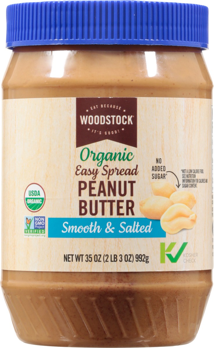 slide 2 of 9, Woodstock Easy Spread Organic Smooth & Salted Peanut Butter 35 oz, 35 oz