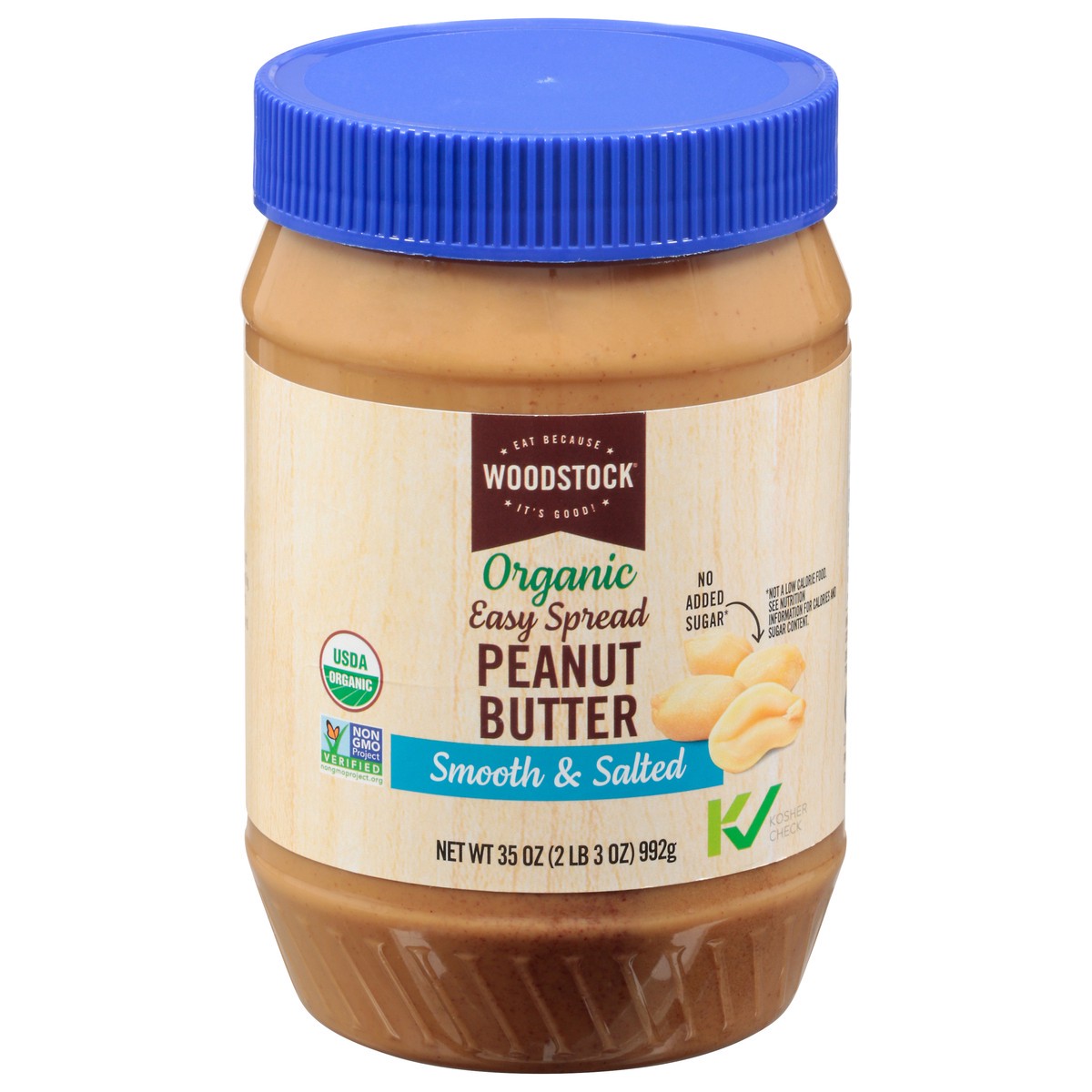 slide 1 of 9, Woodstock Easy Spread Organic Smooth & Salted Peanut Butter 35 oz, 35 oz