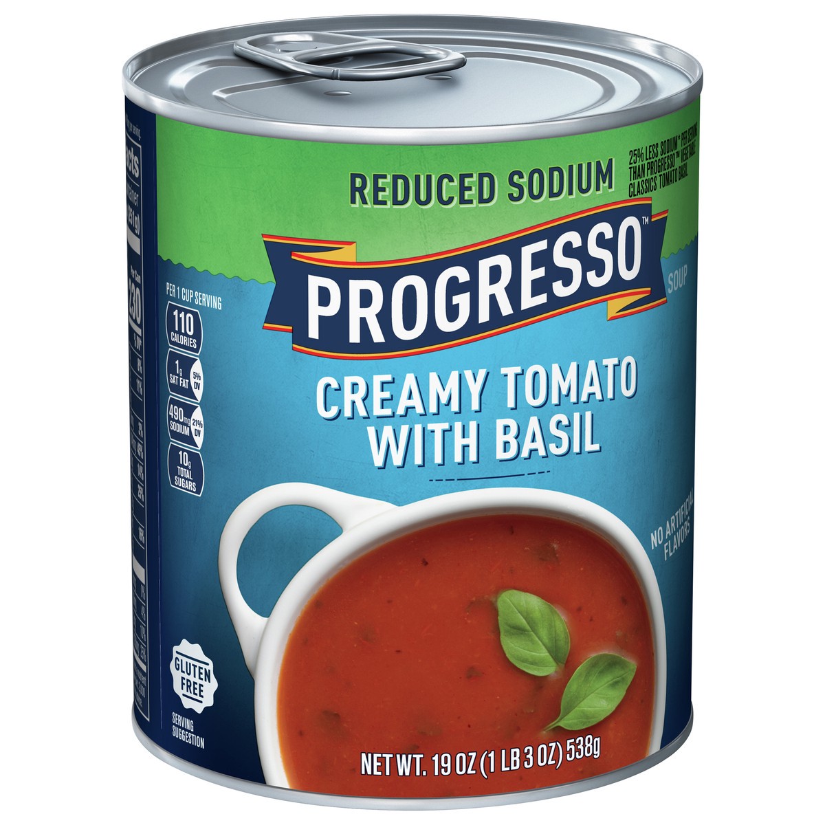 slide 7 of 9, Progresso Creamy Tomato With Basil Soup, Reduced Sodium Canned Soup, Gluten Free, 19 oz, 19 oz