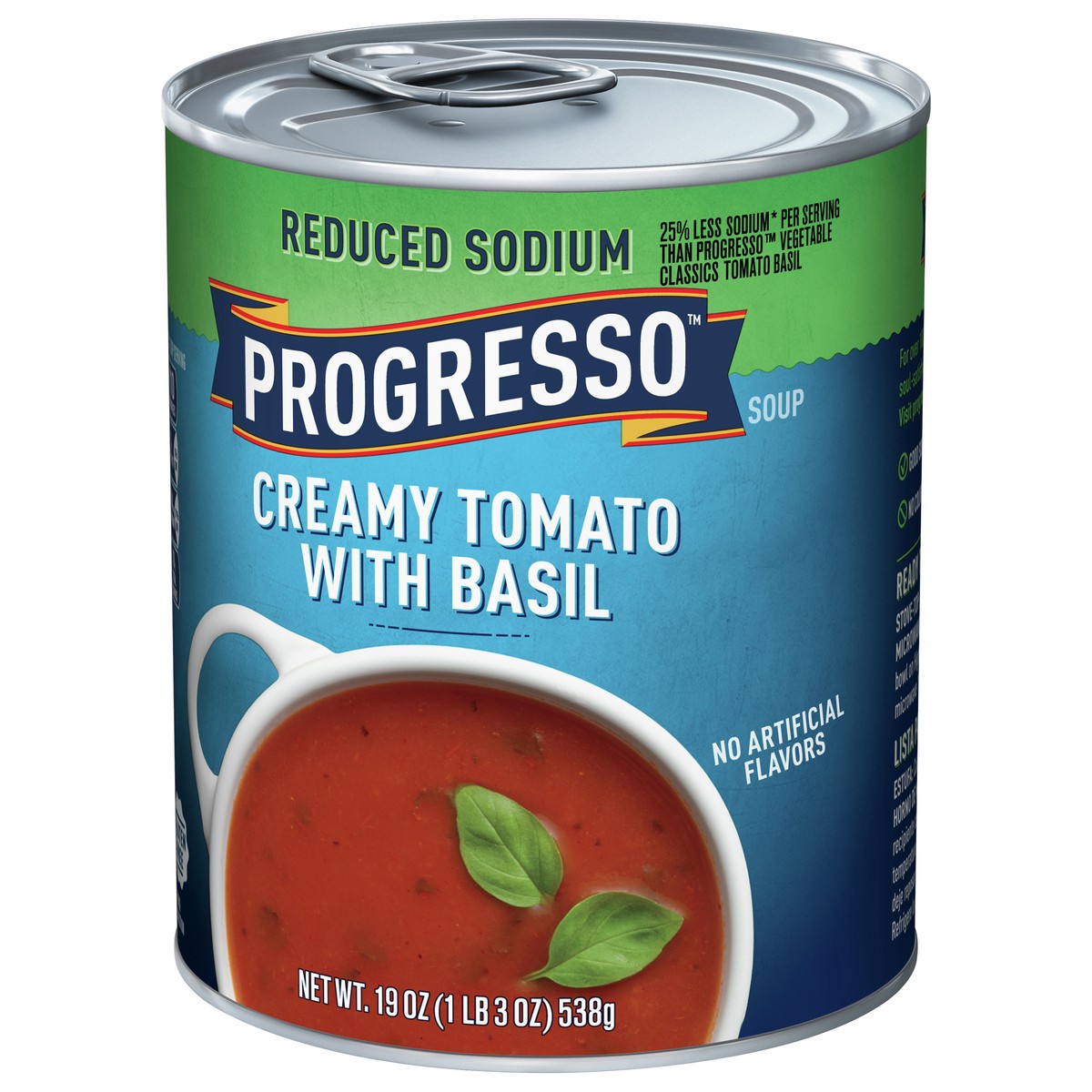 slide 9 of 9, Progresso Creamy Tomato With Basil Soup, Reduced Sodium Canned Soup, Gluten Free, 19 oz, 19 oz