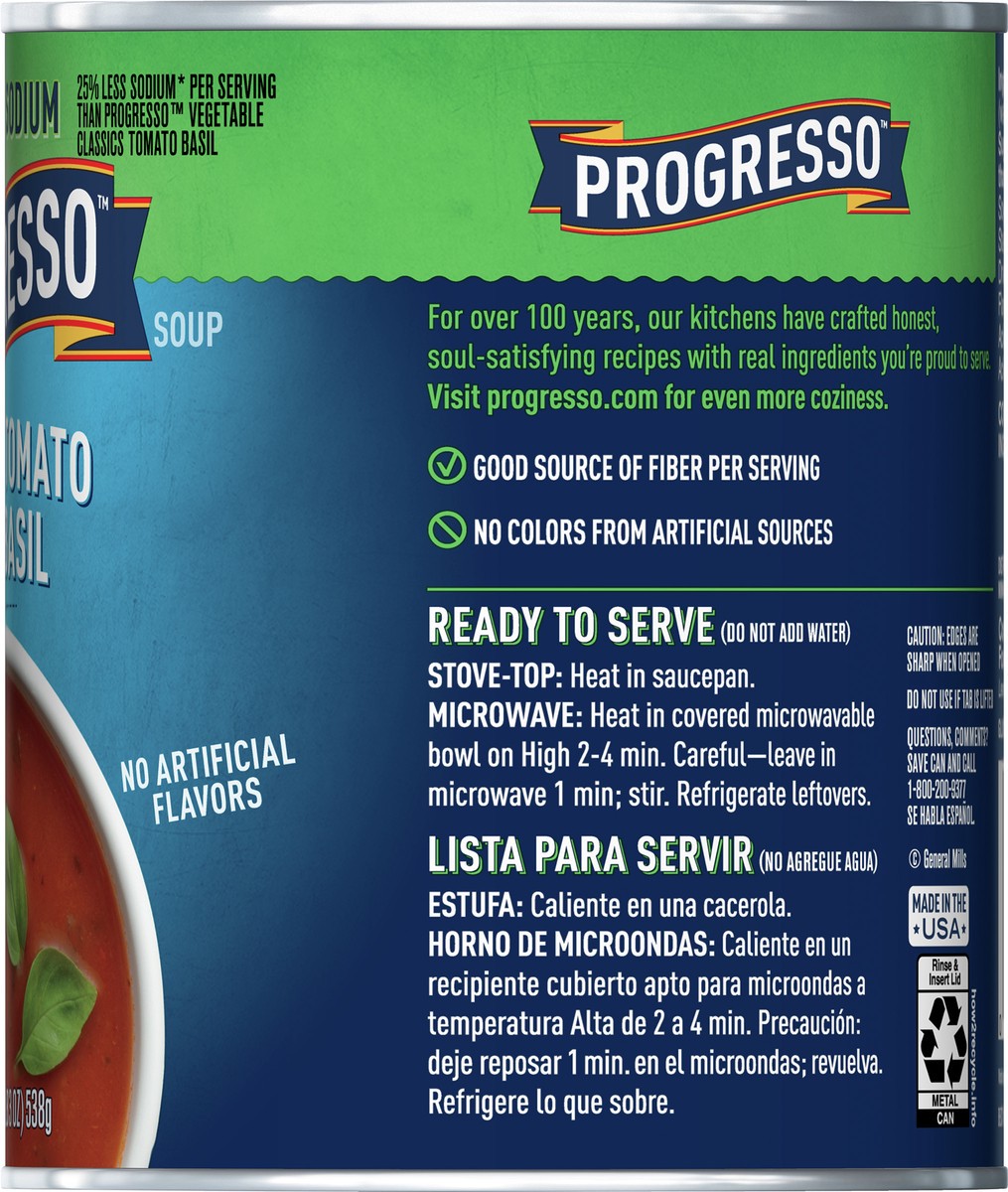 slide 3 of 9, Progresso Creamy Tomato With Basil Soup, Reduced Sodium Canned Soup, Gluten Free, 19 oz, 19 oz