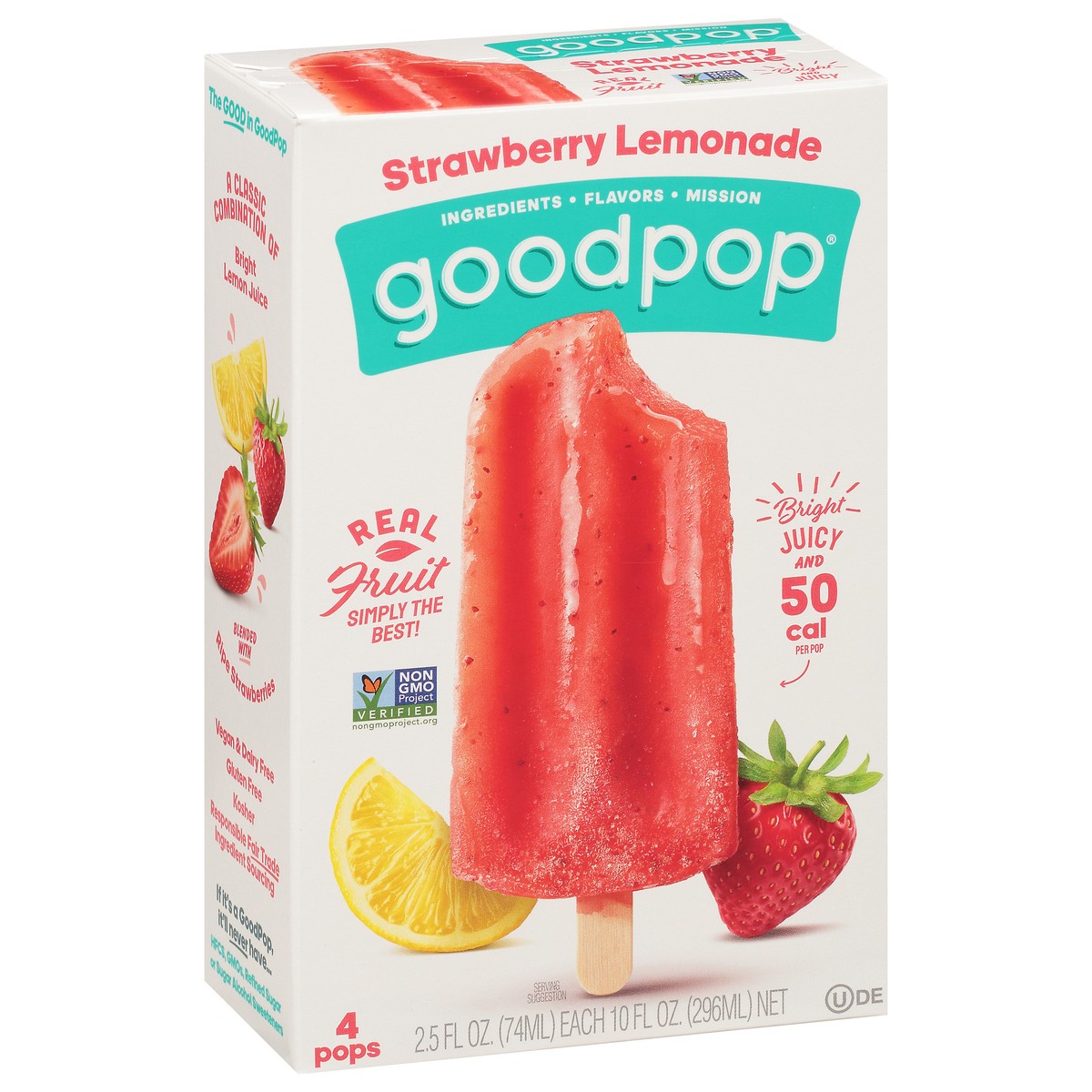 slide 2 of 9, GoodPop Strawberry Lemonade Frozen Fruit Bars, 4 Ct, 4 ct