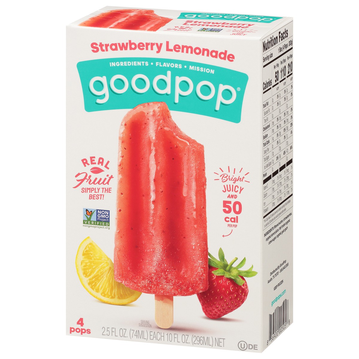 slide 3 of 9, GoodPop Strawberry Lemonade Frozen Fruit Bars, 4 Ct, 4 ct