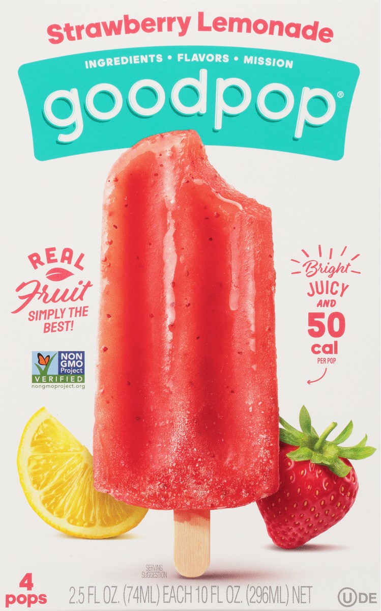 slide 6 of 9, GoodPop Strawberry Lemonade Frozen Fruit Bars, 4 Ct, 4 ct