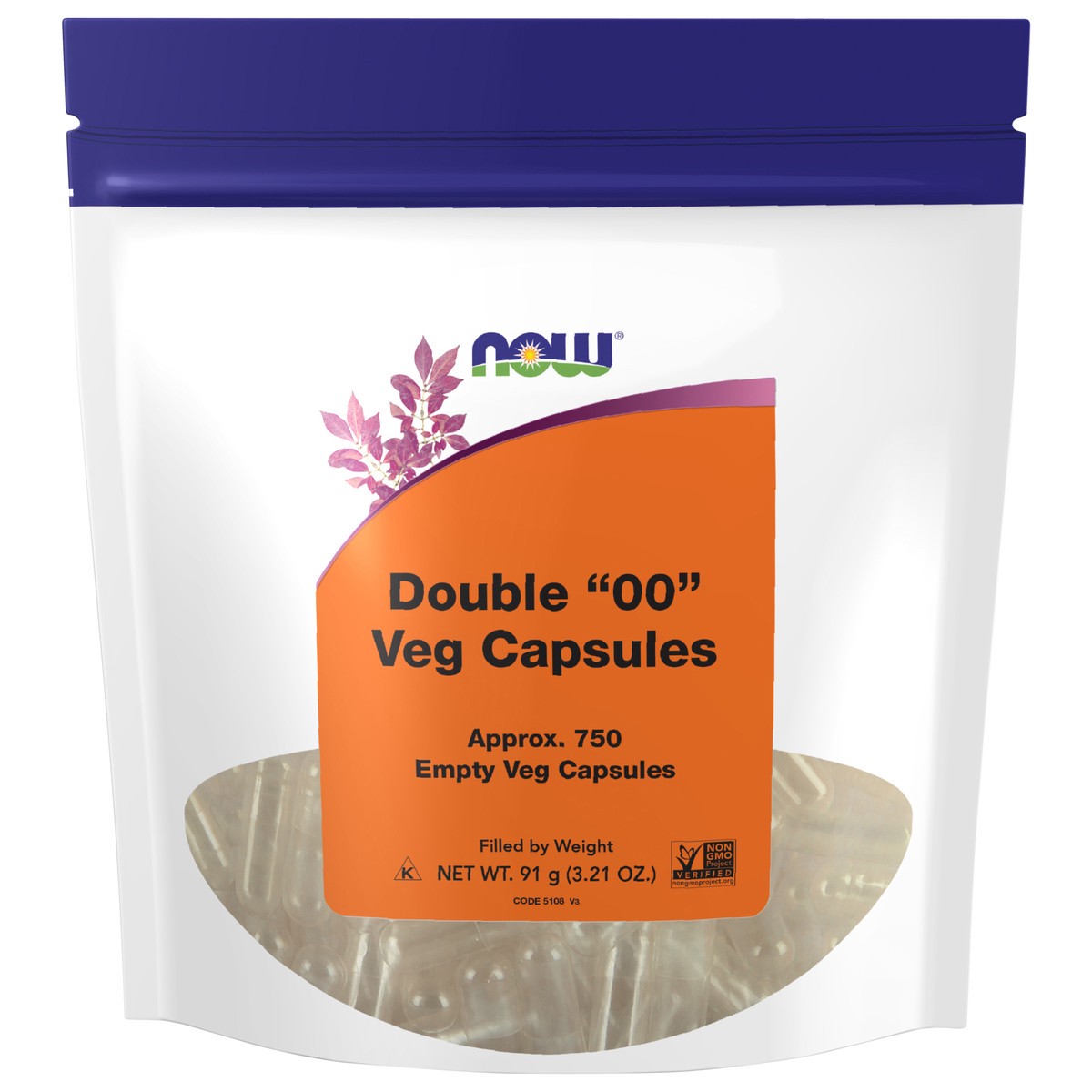 slide 1 of 3, NOW Empty Capsules, Vegetarian, Double 00" - 750 Veg Capsules", 3.21 oz