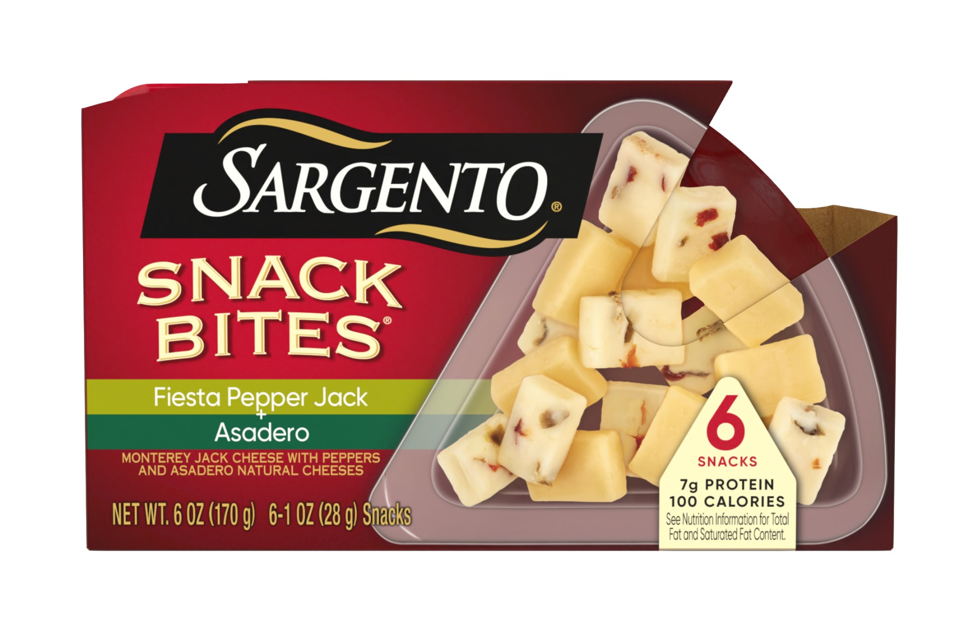 slide 1 of 7, Sargento Fiesta Pepper Jack & Asadero Cheese Snack Bites, 6 oz