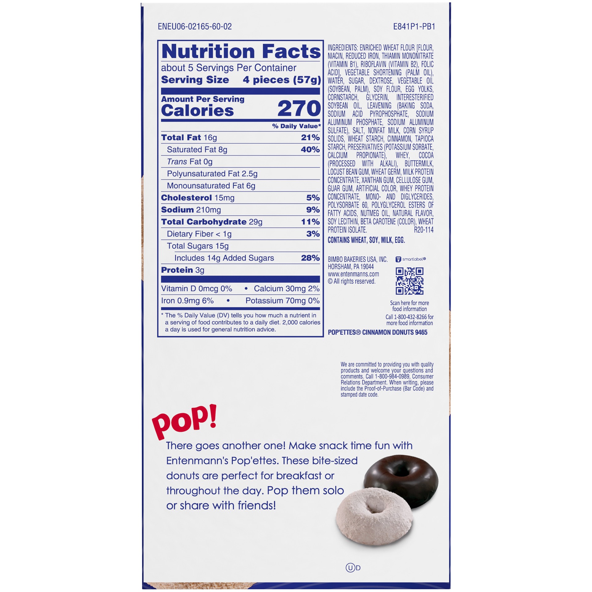 slide 3 of 5, Entenmann's Pop'ettes Cinnamon Mini Donuts, 11 oz