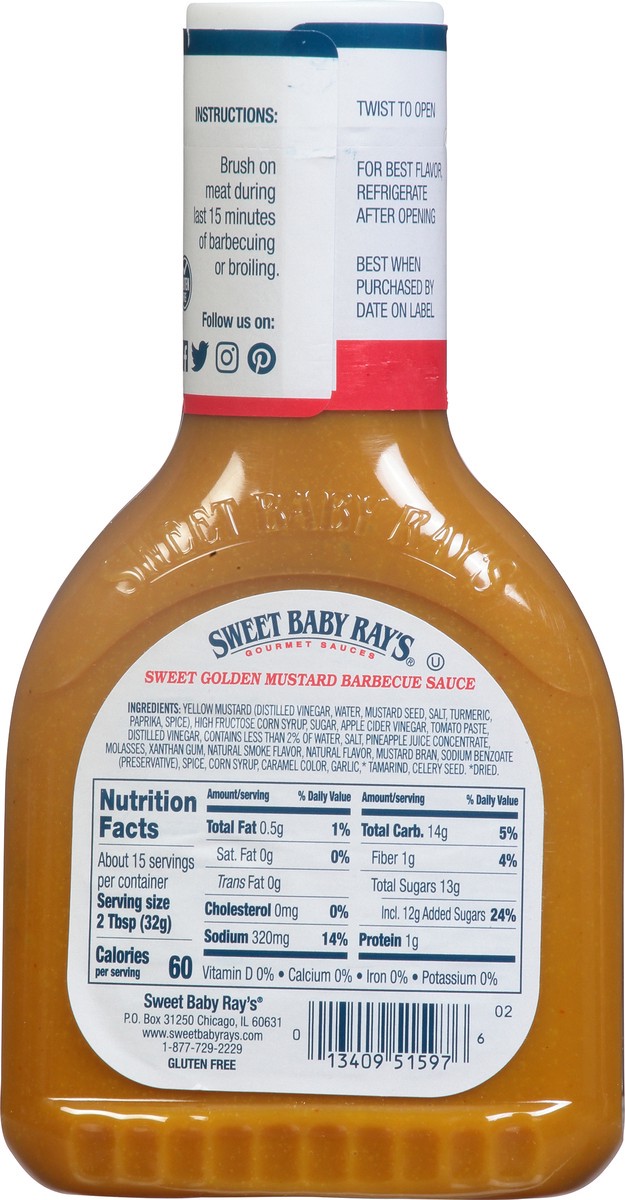 slide 7 of 12, Sweet Baby Ray's Sweet Golden Mustard Barbecue Sauce 18 oz, 18 oz