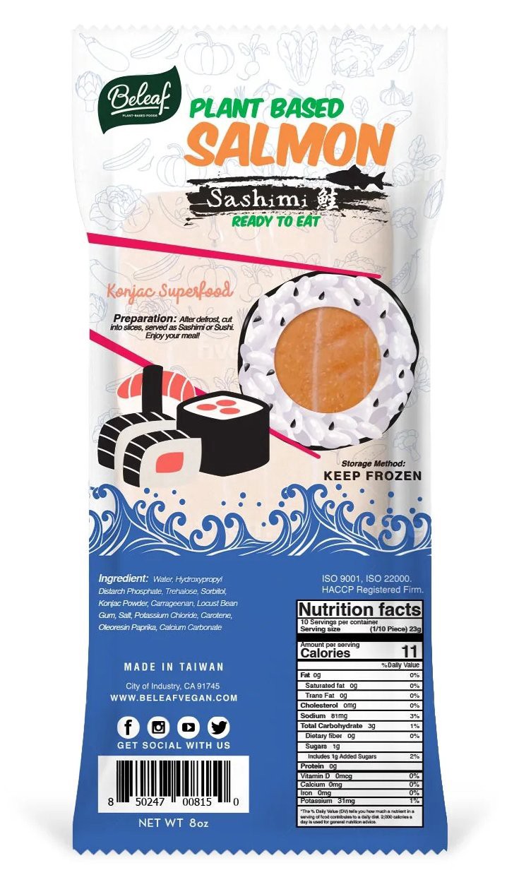 slide 1 of 1, Beleaf Plant-Based Salmon Sashimi, 8 oz