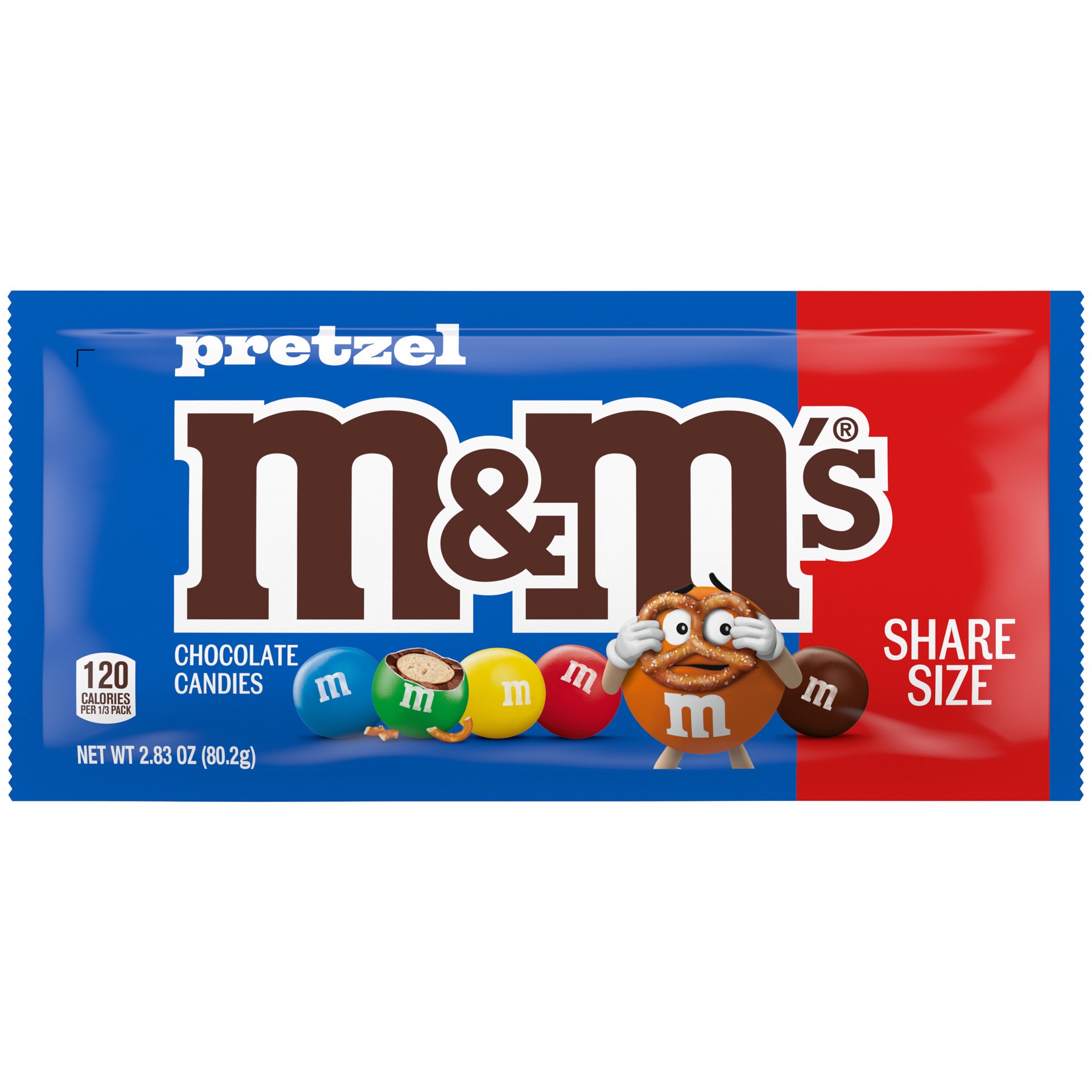 slide 1 of 8, M&M's Pretzel Milk Chocolate Candy, Share Size, 2.83 oz Bag, 2.83 oz