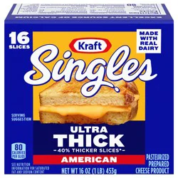 Kraft Singles Ultra Thick American Cheese Slices, 16 ct Pack