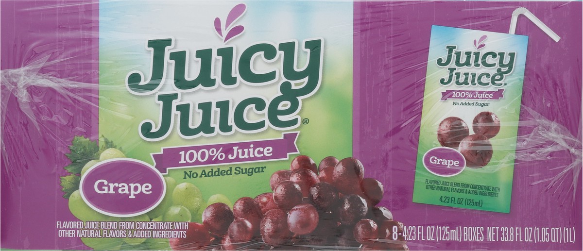 slide 1 of 14, Juicy Juice No Added Sugar Grape 100% Juice 8 - 4.23 fl oz Boxes, 8 ct