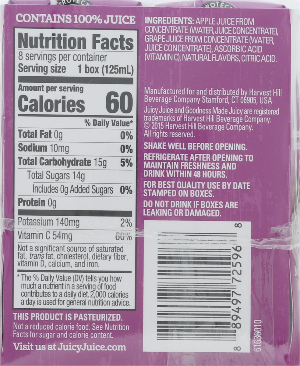 slide 2 of 14, Juicy Juice 100% Juice, Grape, 8 Count, 4.23 FL OZ Juice Boxes, 4.23 fl oz