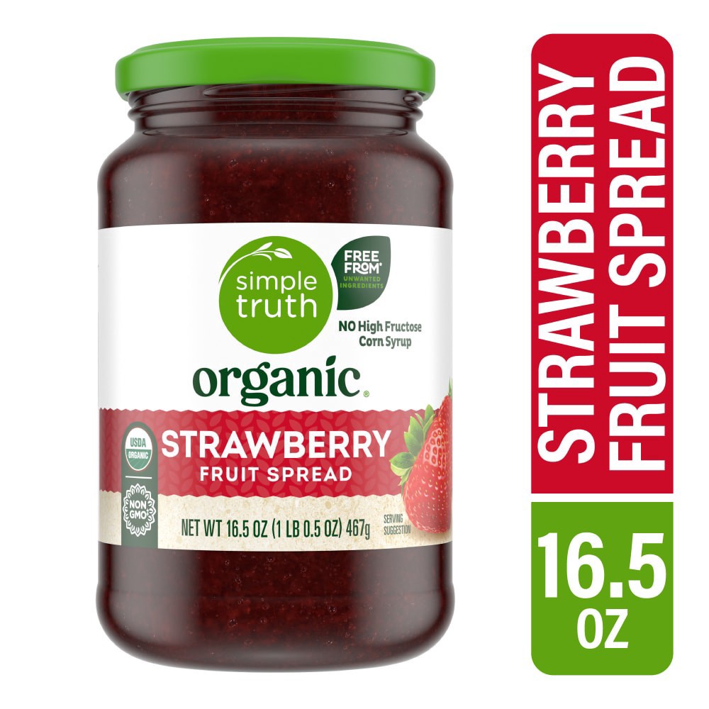 slide 1 of 6, Simple Truth Organic Strawberry Fruit Spread, 16.5 oz