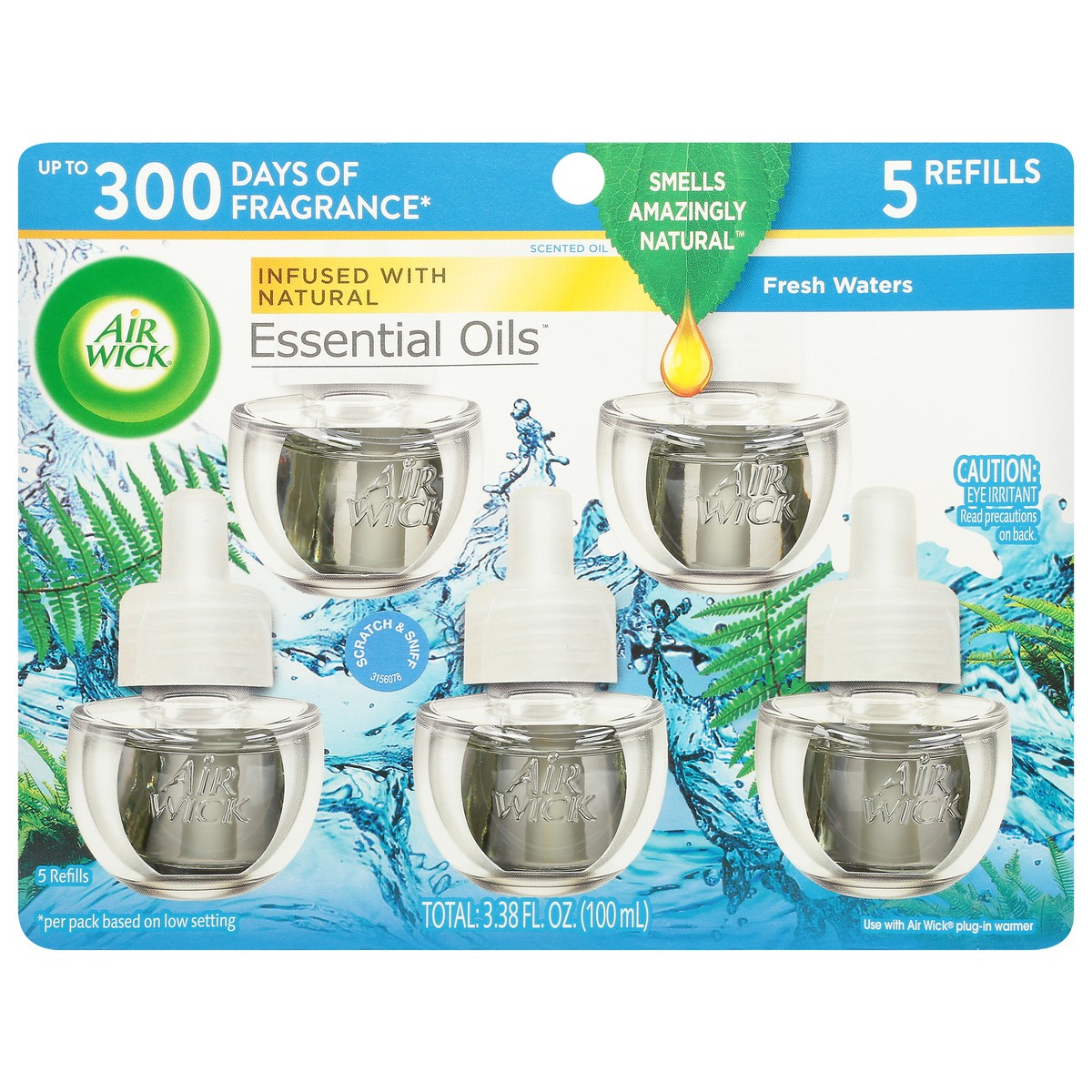 slide 1 of 9, Air Wick Scented Oil Refill - Fresh Waters - 3.38 fl oz/5pk, 5 ct