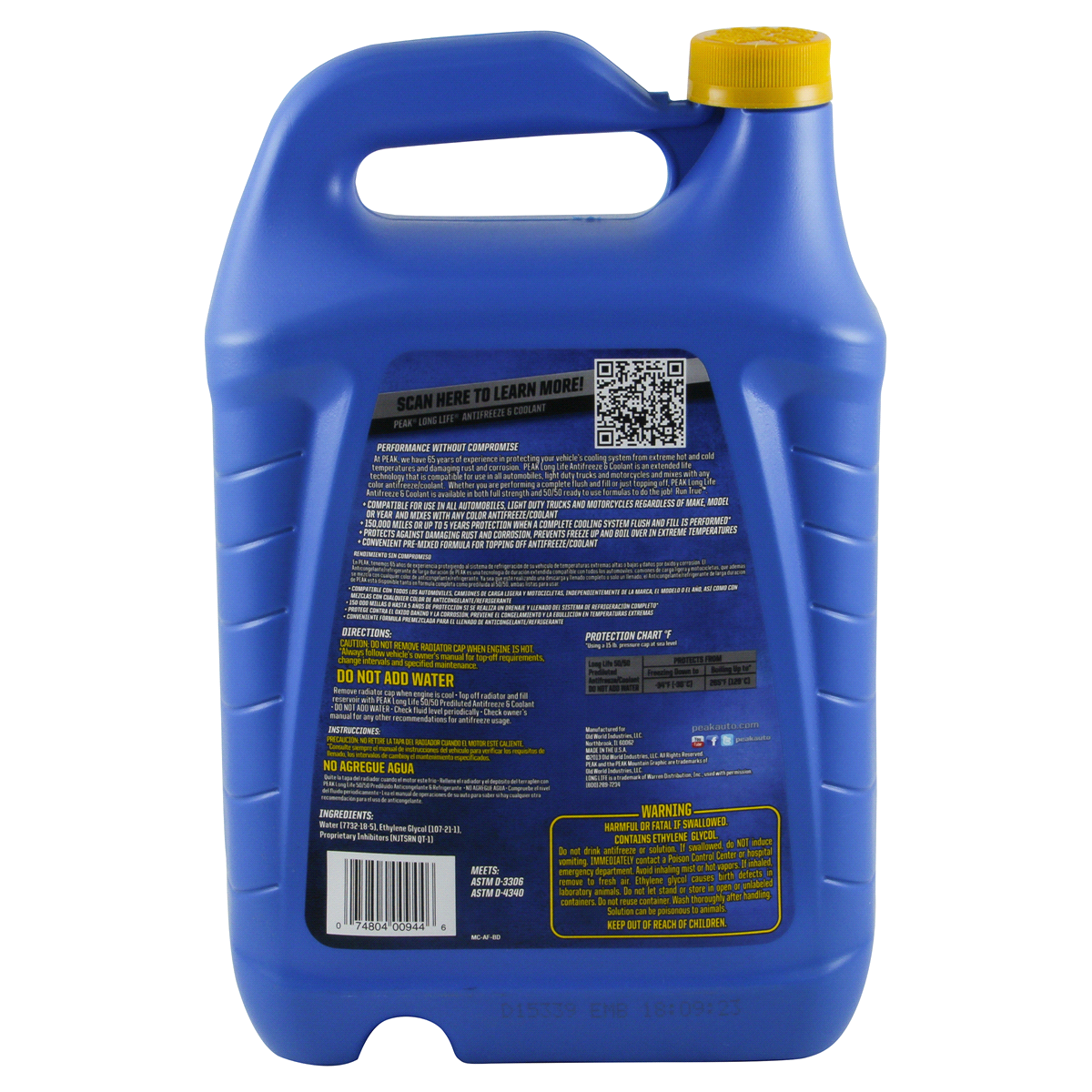 slide 4 of 4, PEAK 1gal 50/50 Long Life Prediluted Antifreeze and Coolant, 1 gal