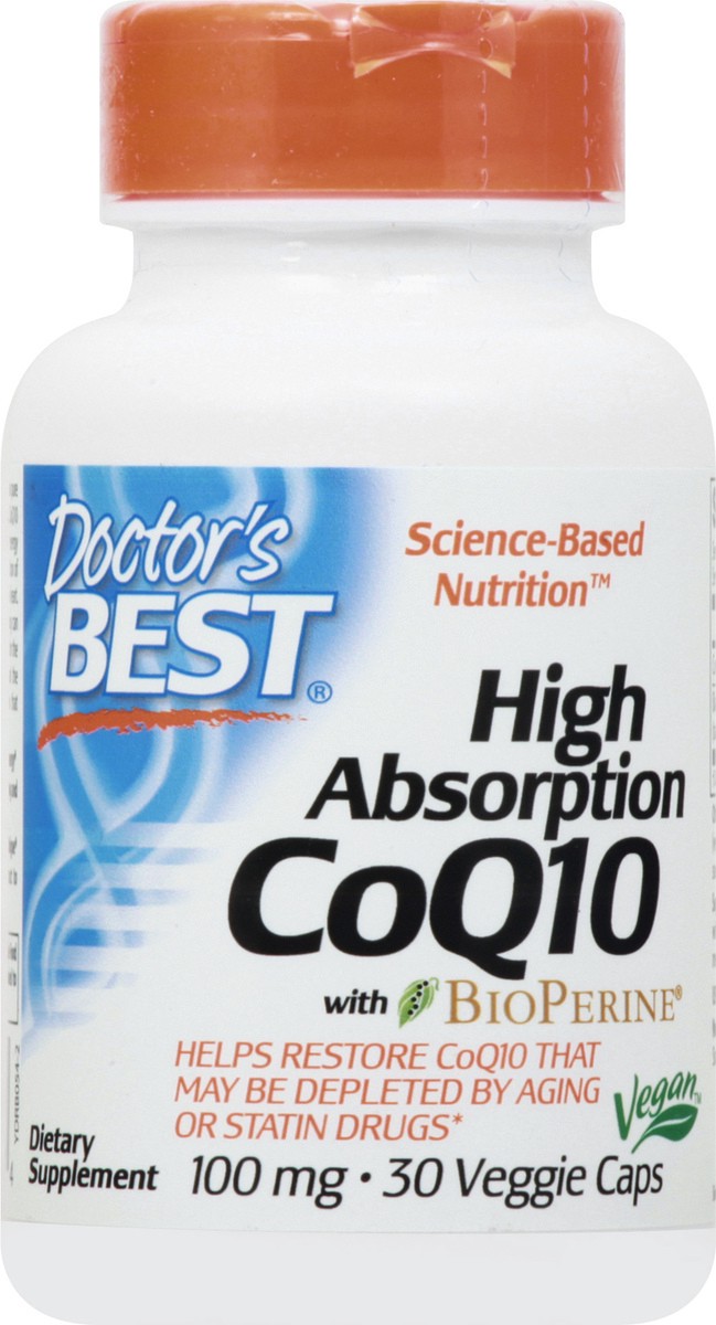 slide 3 of 9, Doctor's Best 100 mg Veggie Caps High Absorption with Bioperine CoQ10 30 ea, 30 ct