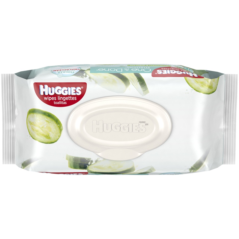 slide 1 of 1, Huggies One & Done Refreshing Cucumber & Green Tea Baby Wipes, 56 ct