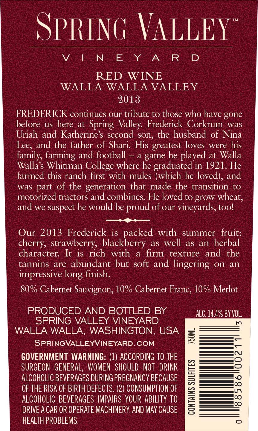 slide 3 of 5, Spring Valley Frederick Red Blend Wine, 750 mL Bottle, 750 ml