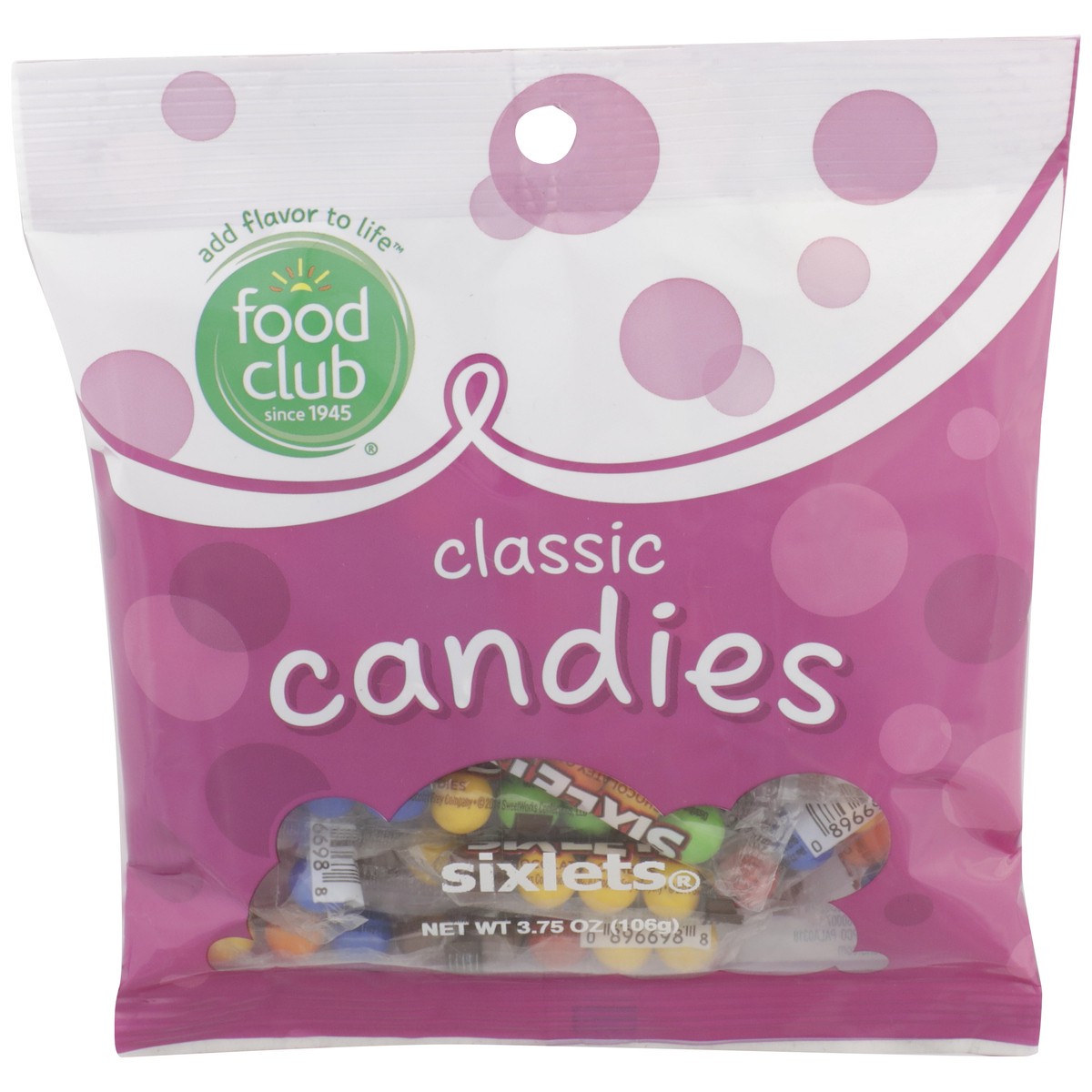 slide 1 of 9, Food Club Sixlets Classic Candies, 3.75 oz