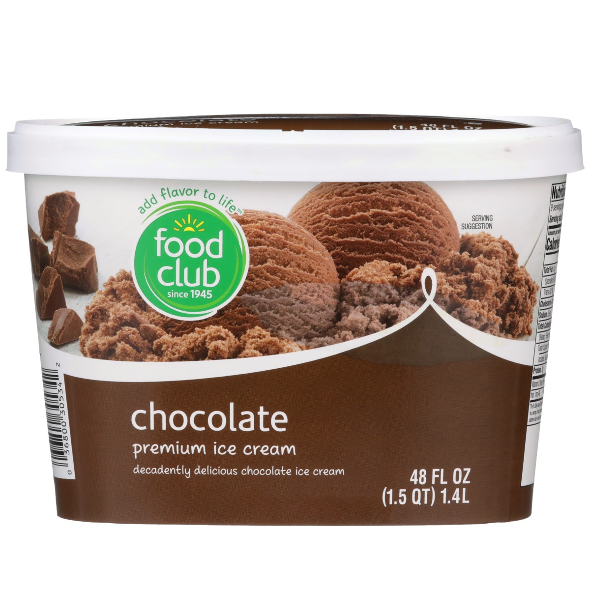 slide 9 of 10, Food Club Chocolate Decadently Delicious Chocolate Premium Ice Cream, 1.5 qt