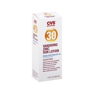 slide 1 of 1, CVS Pharmacy Vanishing Zinc Sun Lotion Broad Spectrum Spf 30 Sunscreen, 3 fl oz; 89 ml