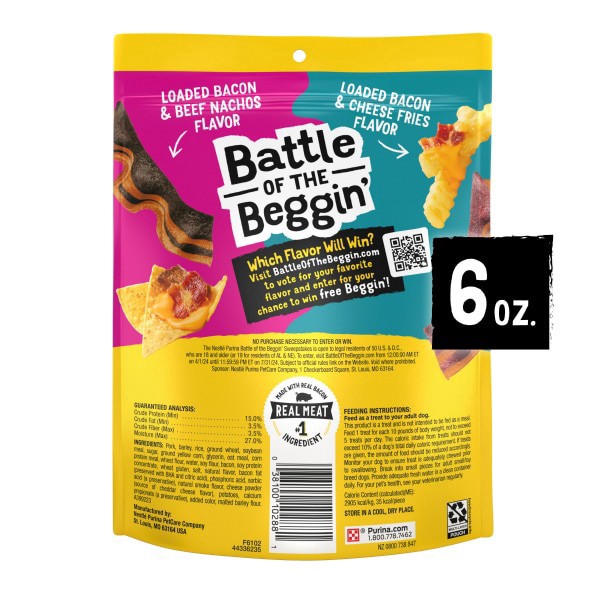 slide 13 of 25, Beggin' Purina Beggin'' Loaded Bacon and Cheese Fries Flavor Treats for Dogs, 6 oz