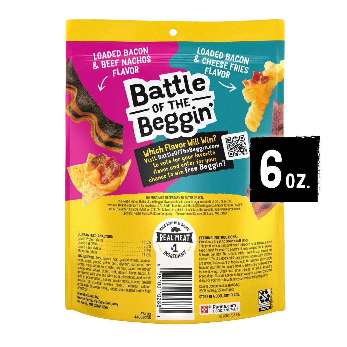 slide 5 of 25, Beggin' Purina Beggin'' Loaded Bacon and Cheese Fries Flavor Treats for Dogs, 6 oz