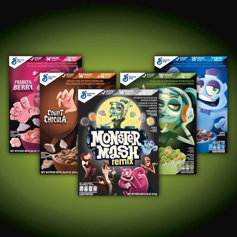 slide 2 of 7, General Mills Carmella Creeper Cereal with Monster Marshmallows, Caramel Apple Flavored Kids Cereal, Limited Edition, Made with Whole Grain, Family Size- 15.8 oz, 15.8 oz
