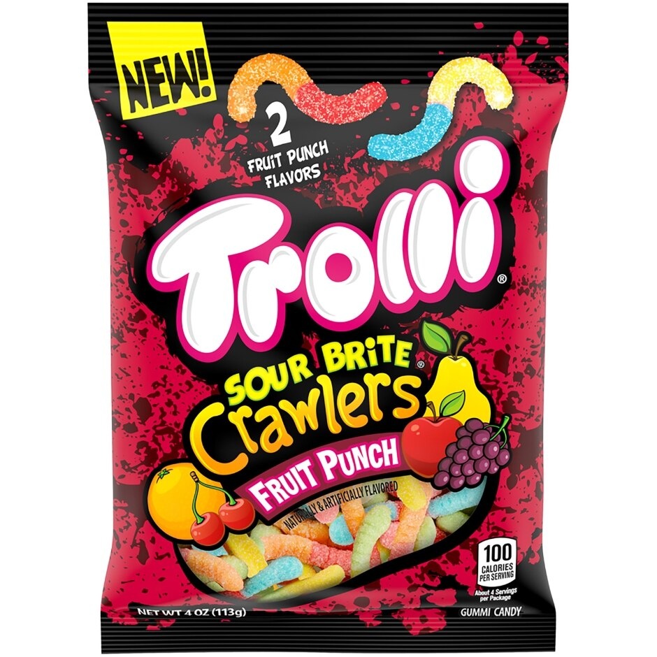 slide 1 of 1, Trolli Sour Brite Crawlers Fruit Punch, 4 oz