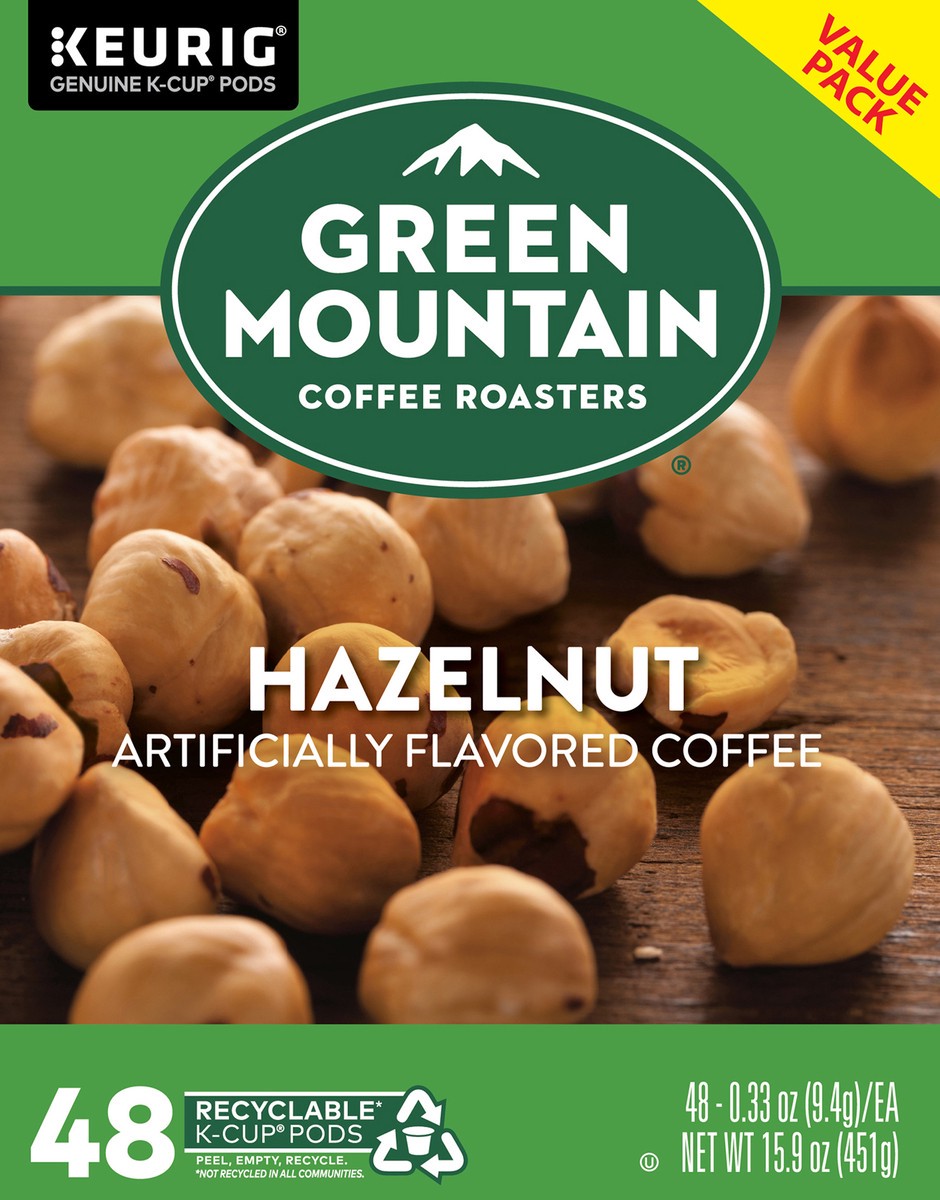 slide 10 of 10, Green Mountain Coffee Roasters Hazelnut Coffee, Keurig Single Serve K-Cup Pods, Light Roast, 48 Count, 48 ct