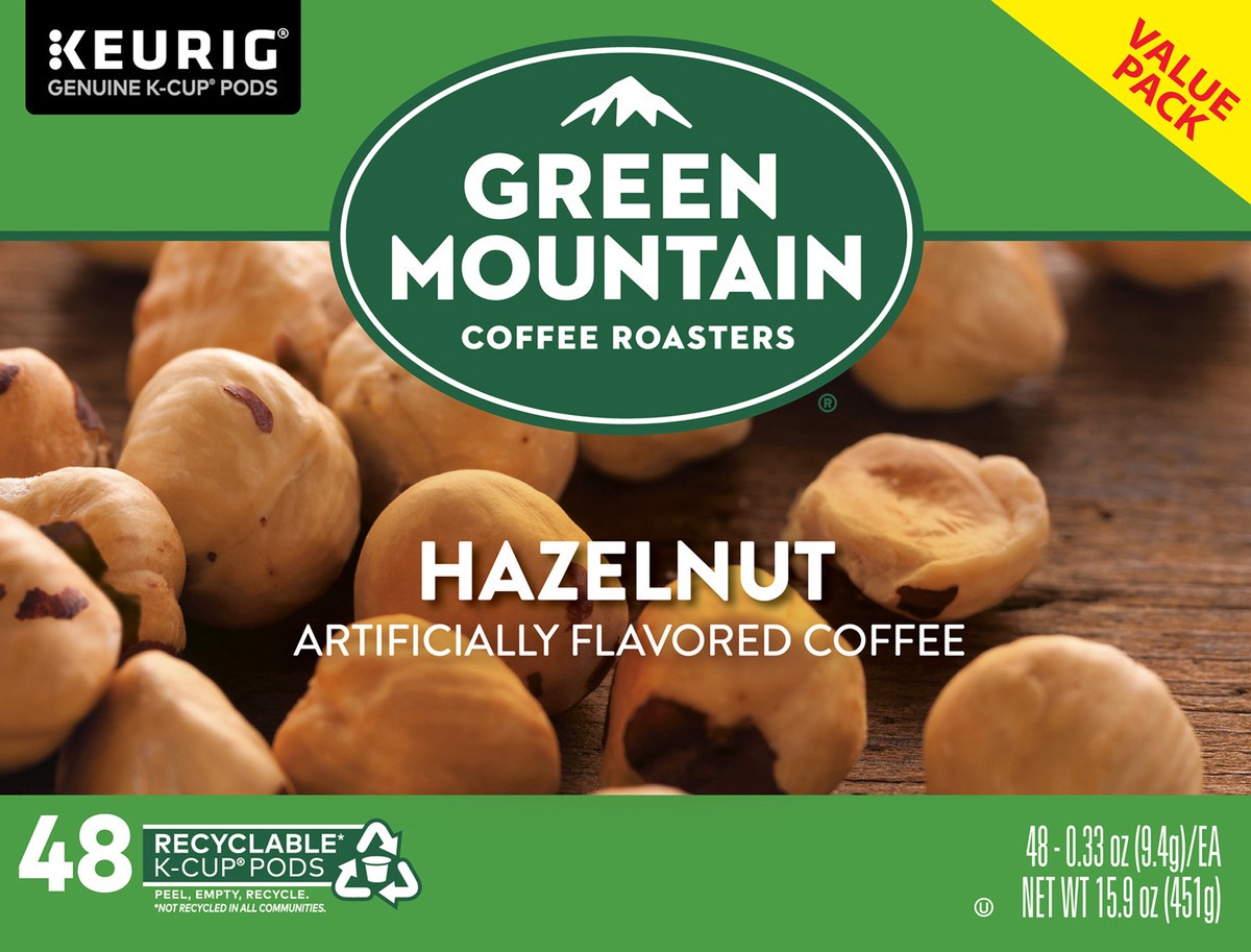 slide 8 of 10, Green Mountain Coffee Roasters Hazelnut Coffee, Keurig Single Serve K-Cup Pods, Light Roast, 48 Count, 48 ct
