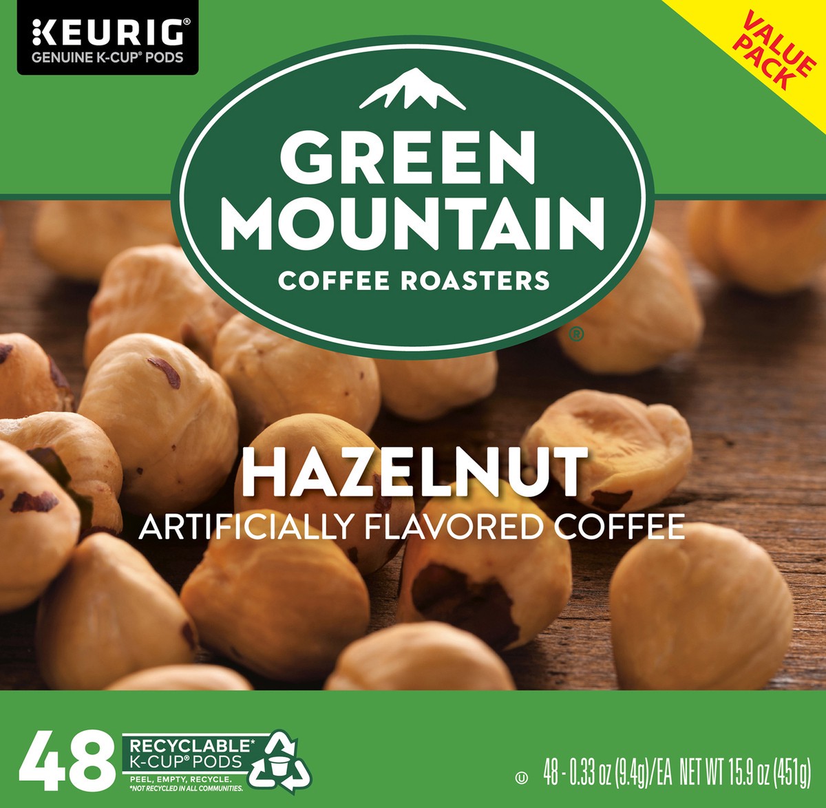 slide 3 of 10, Green Mountain Coffee Roasters Hazelnut Coffee, Keurig Single Serve K-Cup Pods, Light Roast, 48 Count, 48 ct