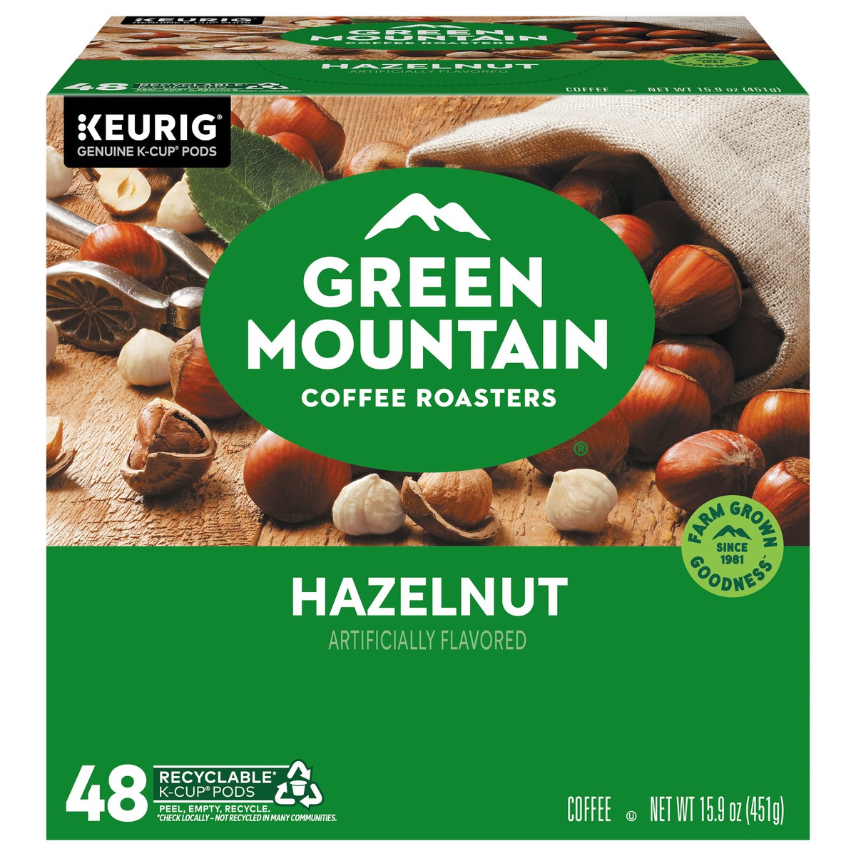 slide 1 of 10, Green Mountain Coffee Roasters Hazelnut Coffee, Keurig Single Serve K-Cup Pods, Light Roast, 48 Count, 48 ct