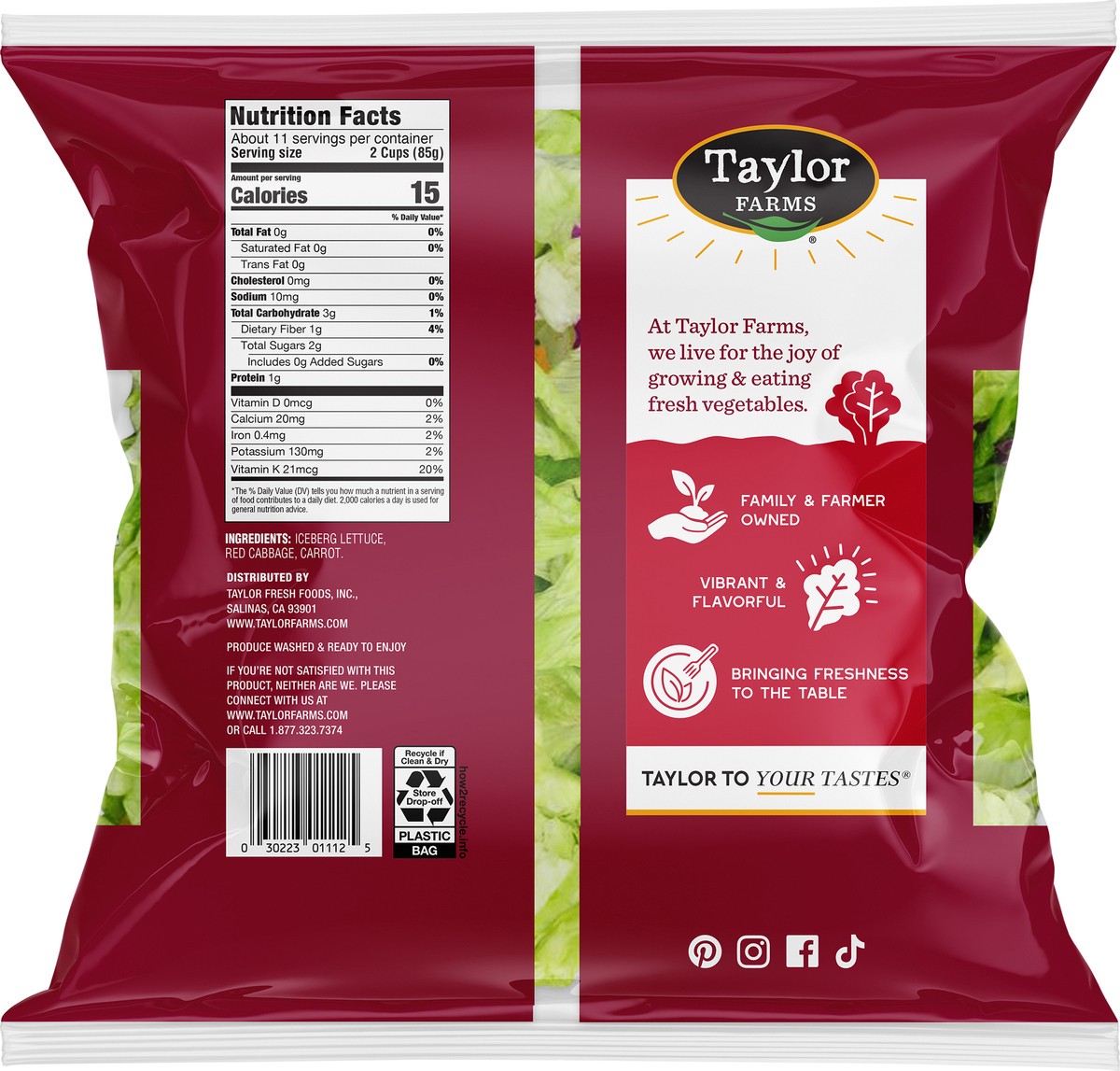 slide 6 of 7, Taylor Farms Garden Salad, 32 oz