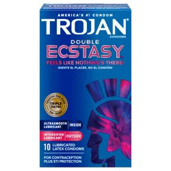 Trojan Double Ecstasy Ultrasmooth Lubricated Condoms - 10 Count