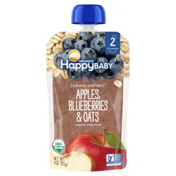 Happy Baby Organics Clearly Crafted Stage 2 Apples, Blueberries & Oats Pouch 4oz UNIT