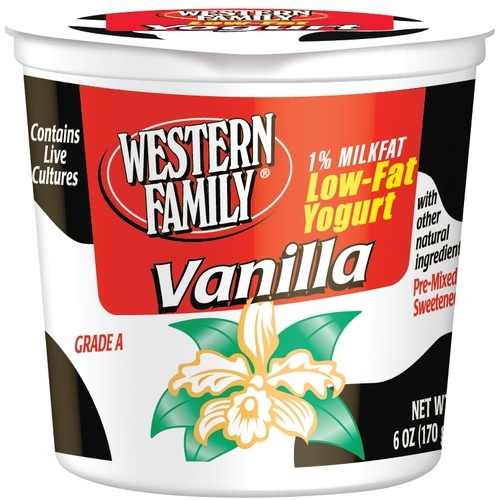 slide 1 of 1, Western Family Pre Mixed Low Fat Vanilla Yogurt, 6 oz