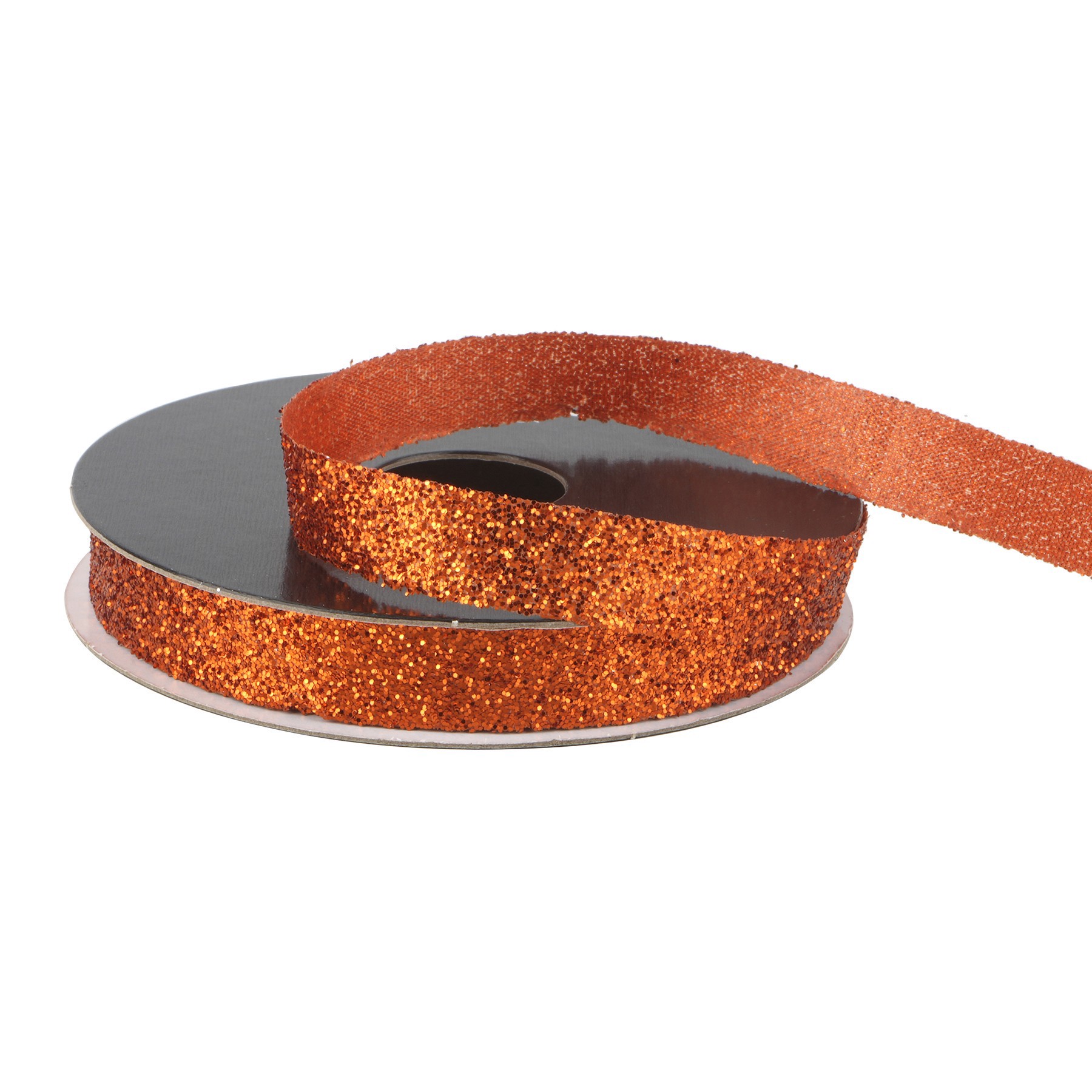 slide 3 of 3, 3/8" X 4yd. Orange Glitter Ribbon By Celebrate It Halloween, 3/8 in x 4 yd