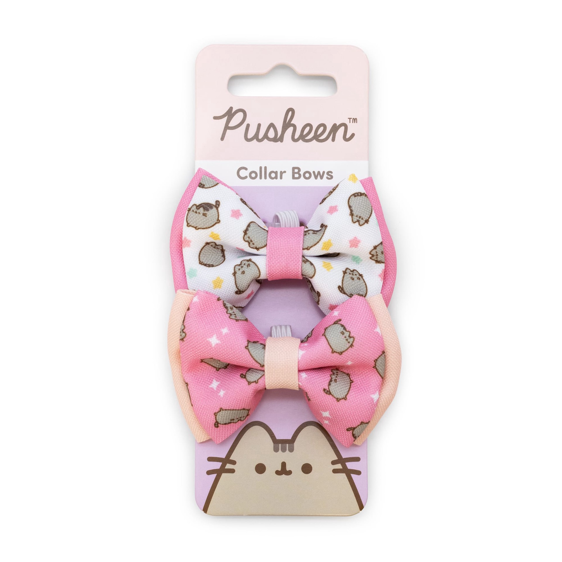 slide 1 of 1, Pusheen Pink and White Star Cat Bows, Assorted, Pack of 2, 1 ct