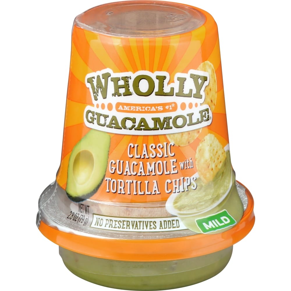 slide 1 of 1, Wholly Guacamole Classic Mild Guacamole With Tortilla Chips Snack Cup, 2 oz