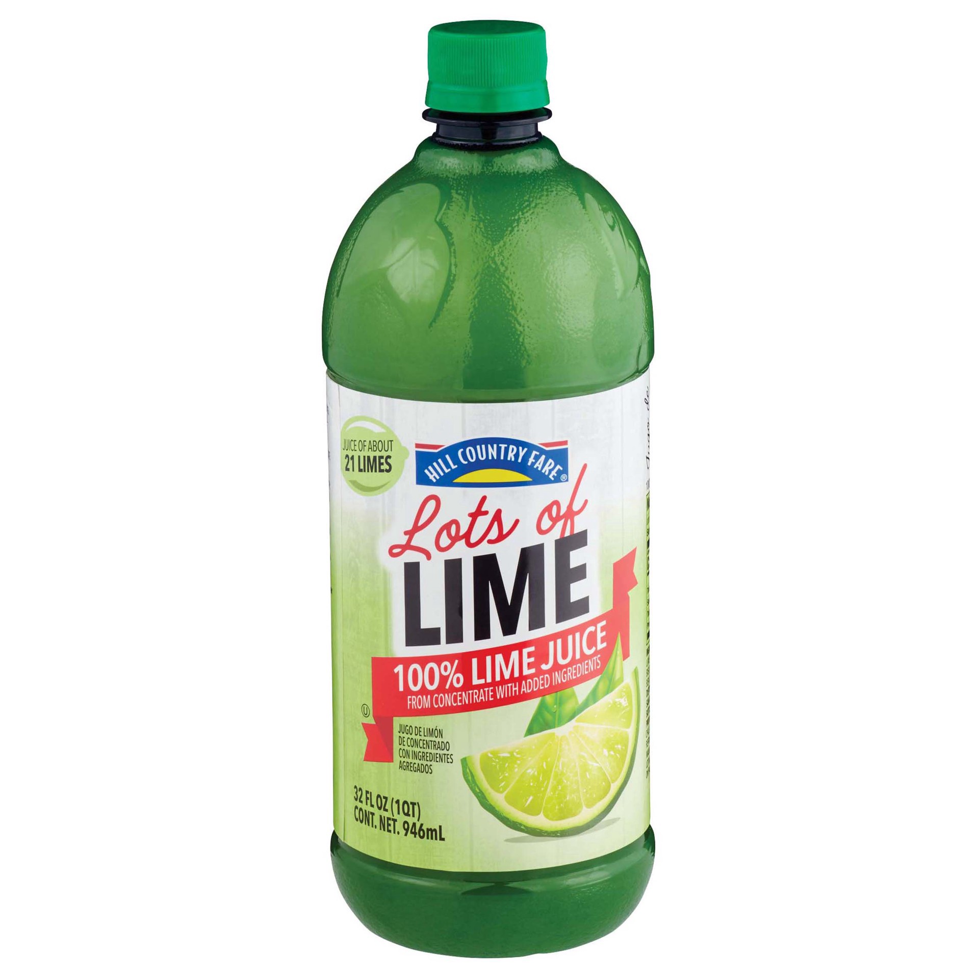 slide 1 of 1, Hill Country Fare Lots of Lime 100% Lime Juice - 32 oz, 32 oz