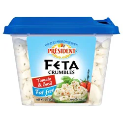 Président Feta Cheese Tomato Basil Crumbled Fat Free 6 oz