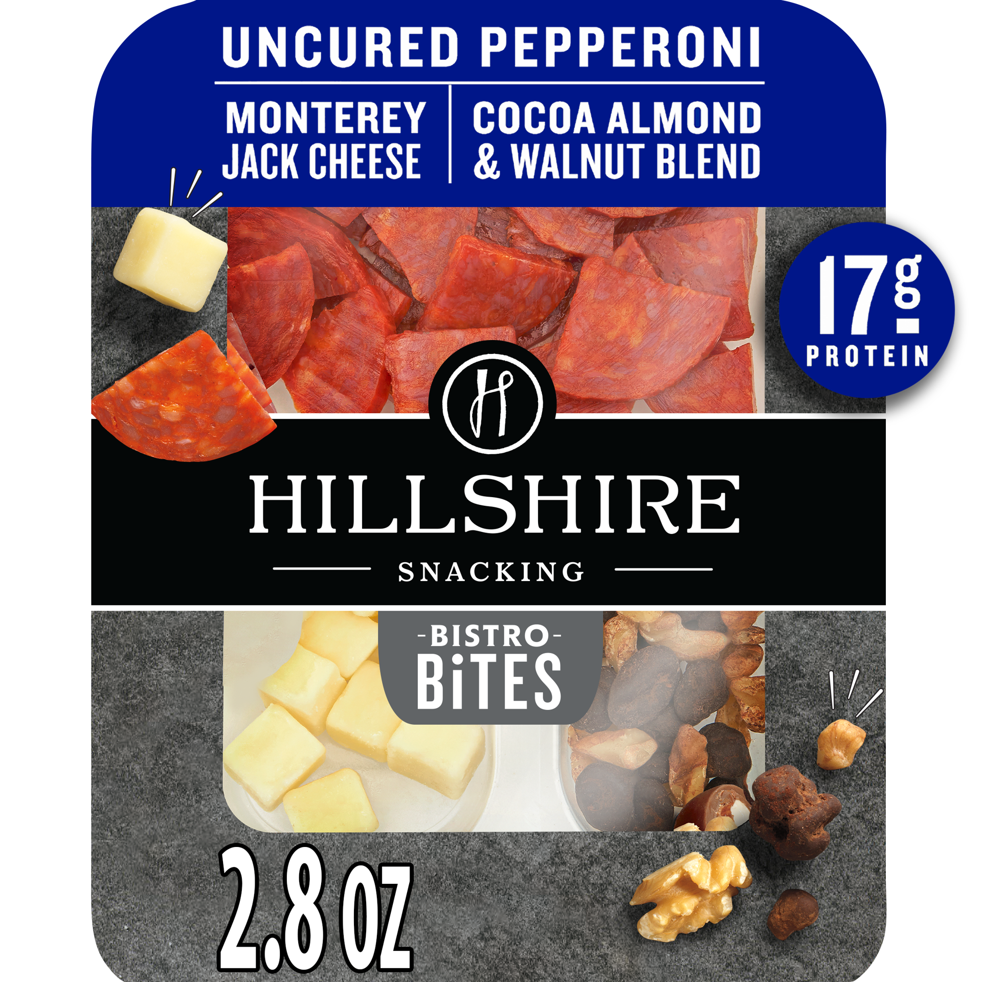 slide 1 of 5, Hillshire Snacking Bistro Bites Pepperoni and Monterey Jack Cheese, Single Serve, 79.38 g