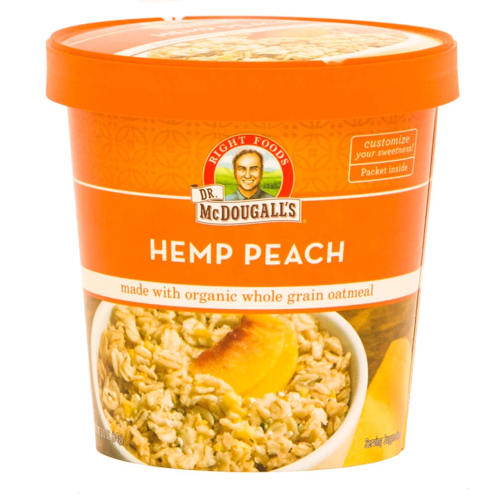 slide 1 of 3, Dr. McDougall's Oatmeal, Hemp Peach, 3 oz