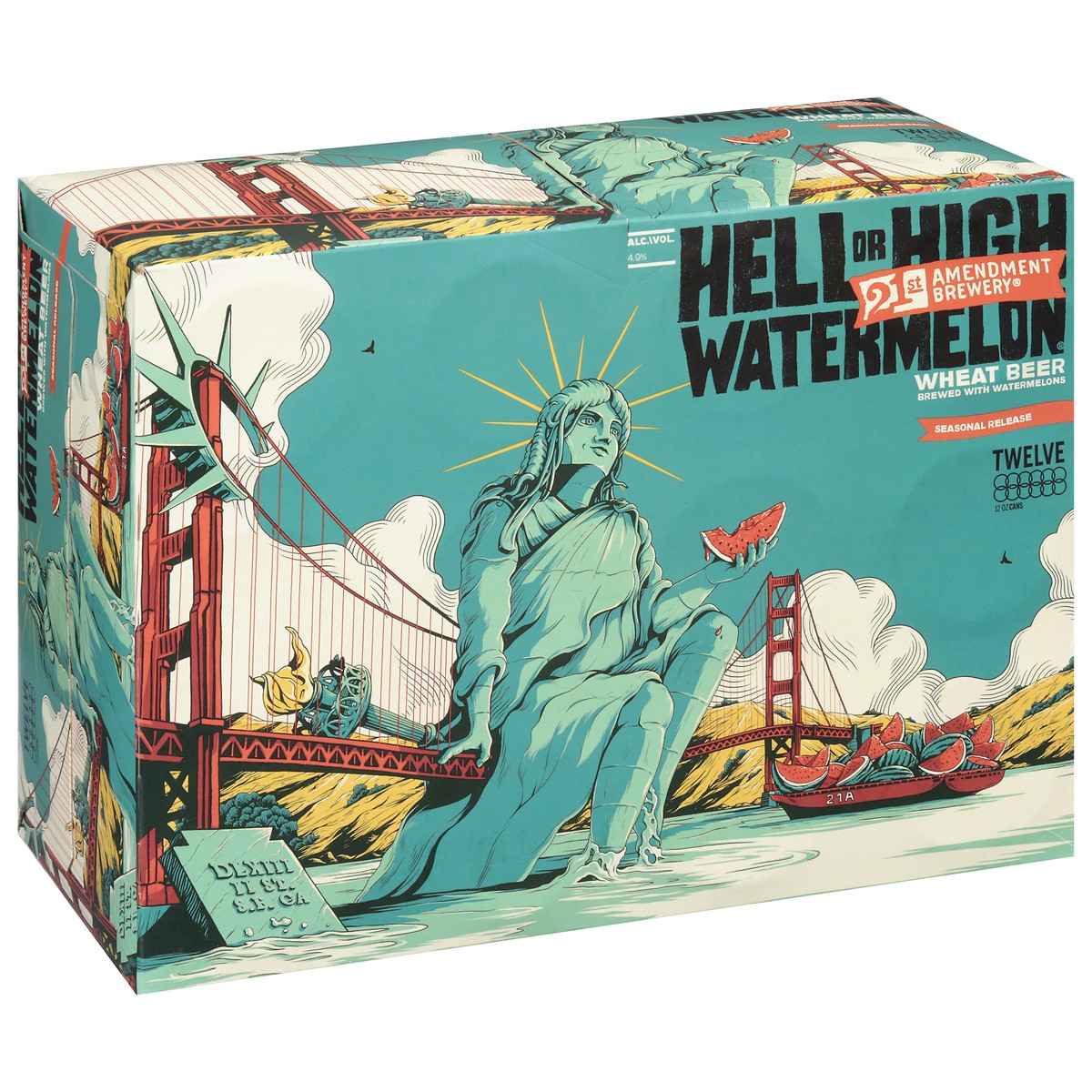 slide 5 of 9, 21st Amendment Brewery Wheat Hell or High Watermelon Beer 12 - 12 oz Cans, 12 ct; 12 oz
