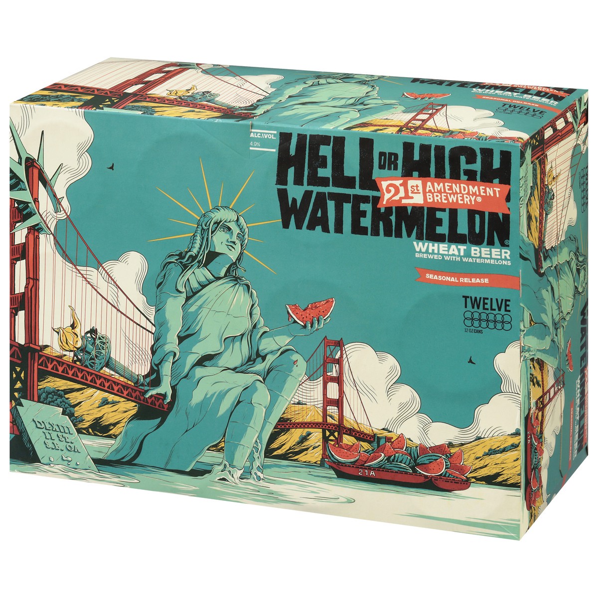 slide 9 of 9, 21st Amendment Brewery Wheat Hell or High Watermelon Beer 12 - 12 oz Cans, 12 ct; 12 oz