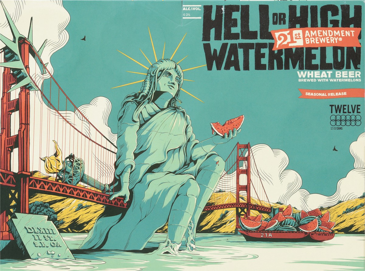 slide 7 of 9, 21st Amendment Brewery Wheat Hell or High Watermelon Beer 12 - 12 oz Cans, 12 ct; 12 oz