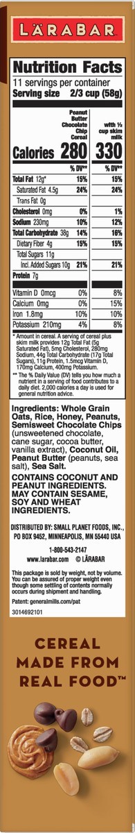 slide 5 of 13, LÄRABAR Peanut Butter Chocolate Chip Cereal 22.7 oz, 22.7 oz