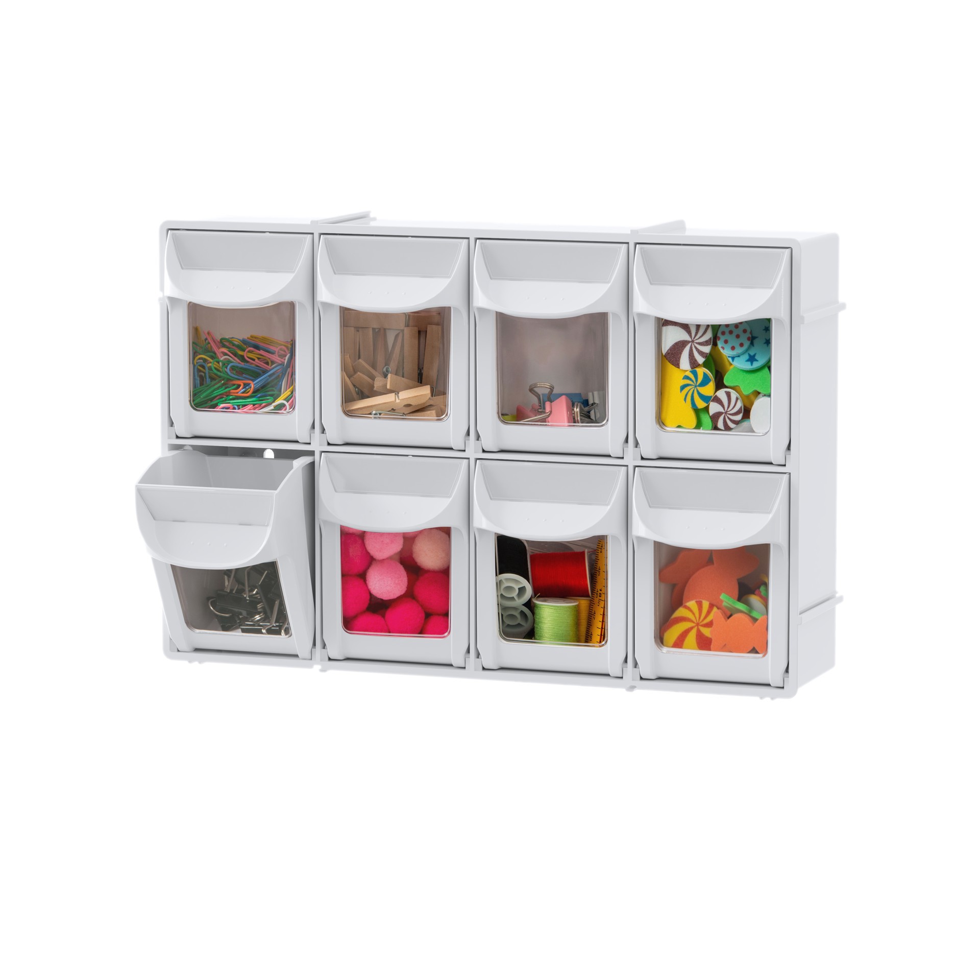 slide 2 of 5, 8-Drawer Tip-Out Storage Bin By Simply Tidy, 12 in x 3 in x 8 in